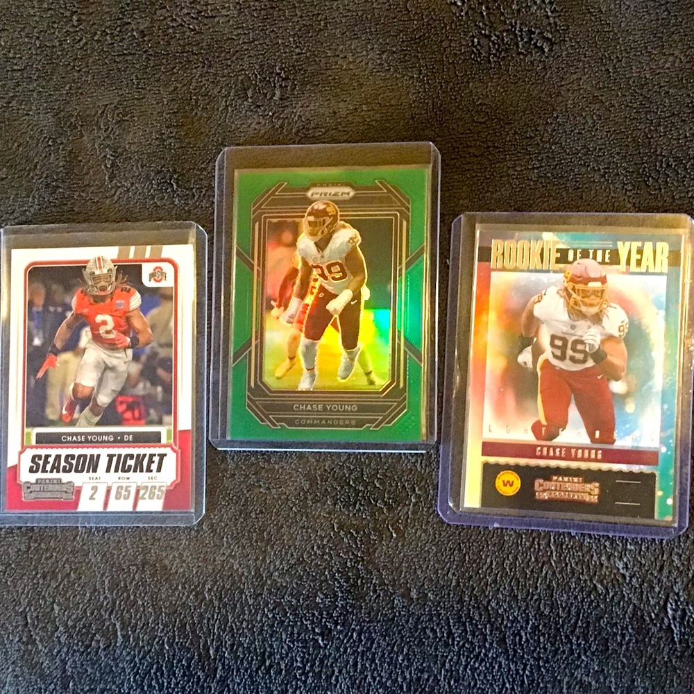 Chase Young 2022 Panini Prizm Green Parallel 3 card set 2021 Panini insert